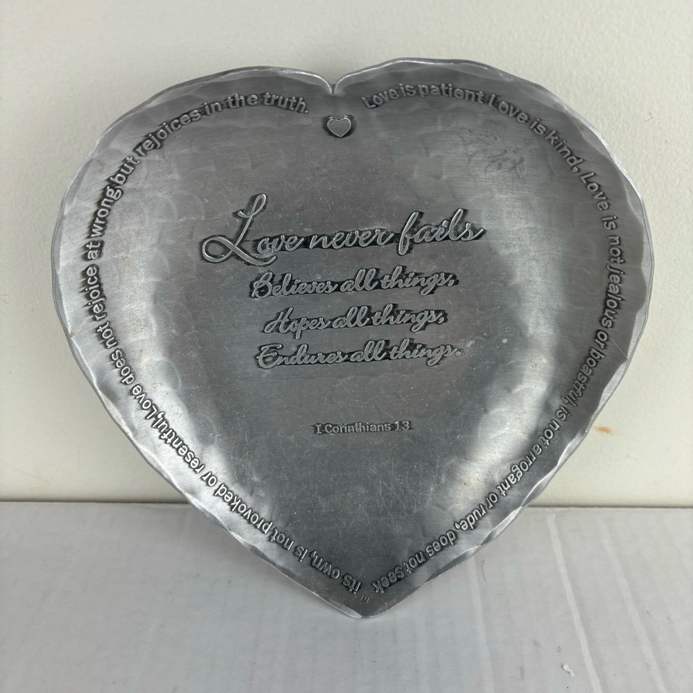 Wendel August Forge Heart-Shaped aluminum trinket dish with Engraving-LOVE - Picture 2 of 12